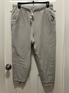 aerie 100% Cotton Athletic Ribbed Sweat Pants Women Light Sage Green XL Rise 14”